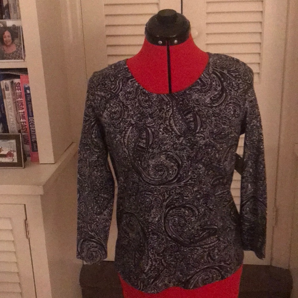 Ladies top Rafaella long sleeves paisley print ps